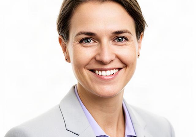 Modernes helles Bewerbungsbild einer lächelnden Person mit viel Freiraum im Studio