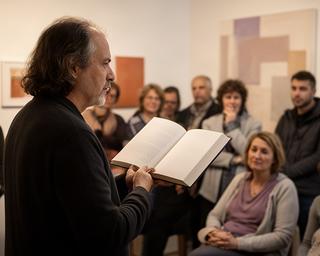 Autorin liest in einer kleinen Schaffhauser Galerie vor aufmerksamem Publikum