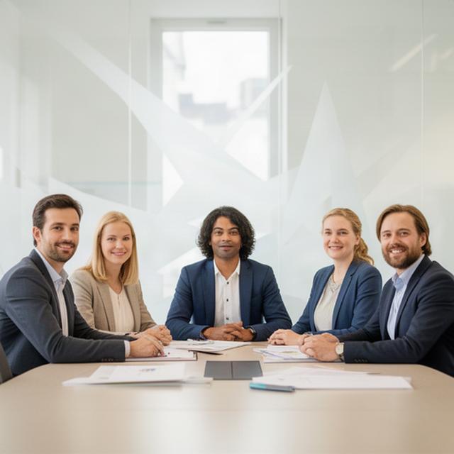 Kleines Unternehmensteam in einem hellen Besprechungsraum in Schaffhausen