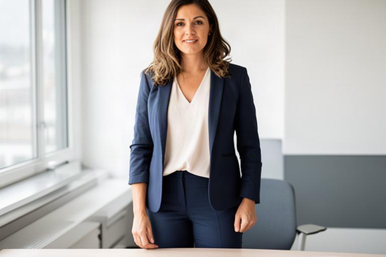 Selbstbewusste Unternehmerin in einem modernen Schaffhauser Büro für Business Fotos